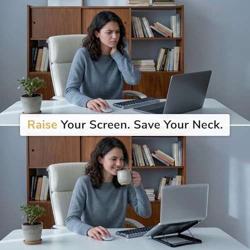 Black steel ventilated folding laptop riser — photo 3