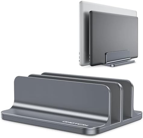 Dual vertical desk laptop holder grey