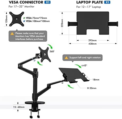 Dual Arm Monitor and Laptop Desk Mount — photo 3