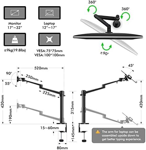 Dual Arm Monitor and Laptop Desk Mount — photo 4