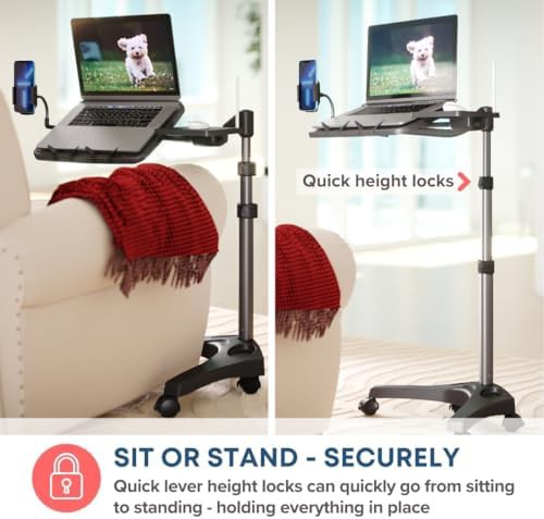 Rolling Laptop Stand with Integrated Phone Holder — photo 4