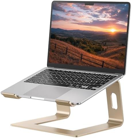 Gold aluminum ergonomic desk riser 15.6