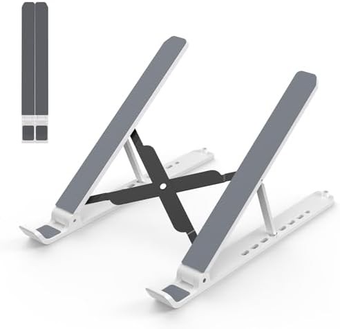Adjustable white laptop riser holder