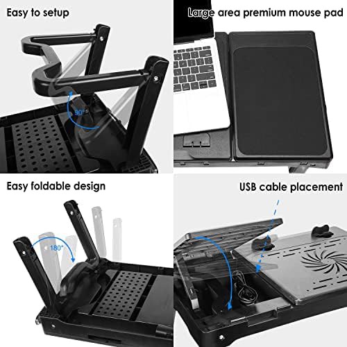 Black portable lap desk with fan — photo 3