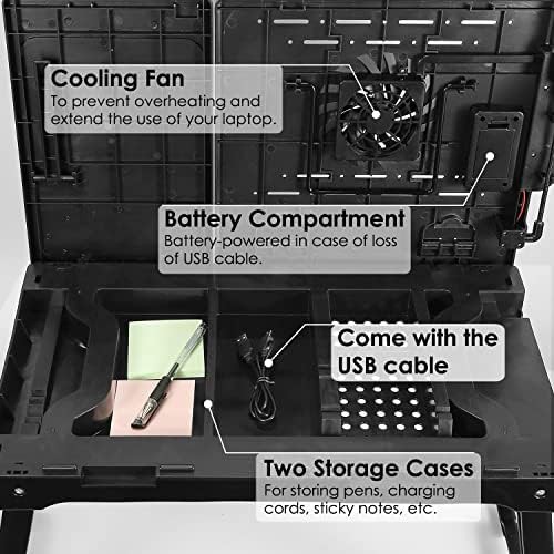 Black portable lap desk with fan — photo 5