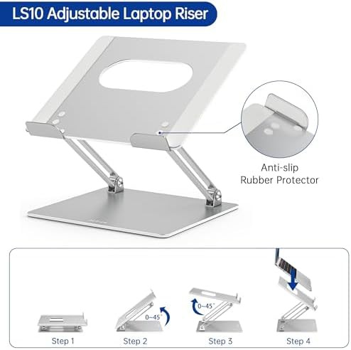Silver portable foldable desktop tablet stand — photo 5