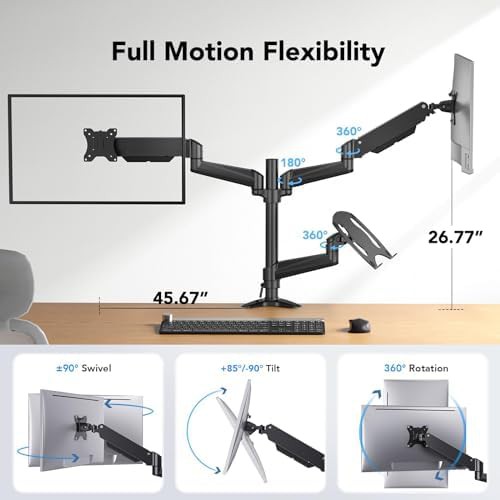 Dual monitor and laptop mount with adjustable arm — photo 3