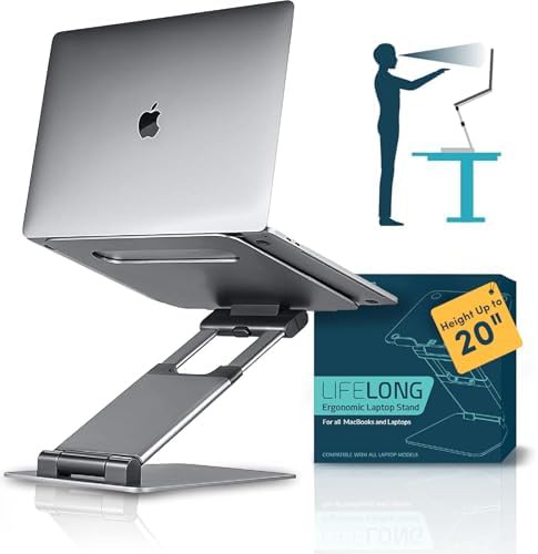 Grey Aluminum Adjustable Tall Laptop Riser