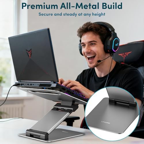 Grey Aluminum Adjustable Tall Laptop Riser — photo 5