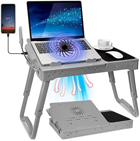 Grey foldable lap desk with mouse pad