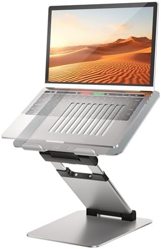 Standing silver laptop riser