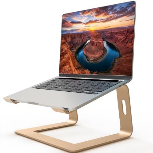 Gold aluminum desktop laptop riser