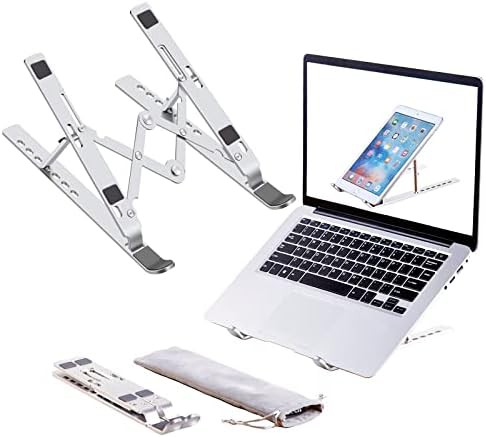 Silver portable foldable laptop riser