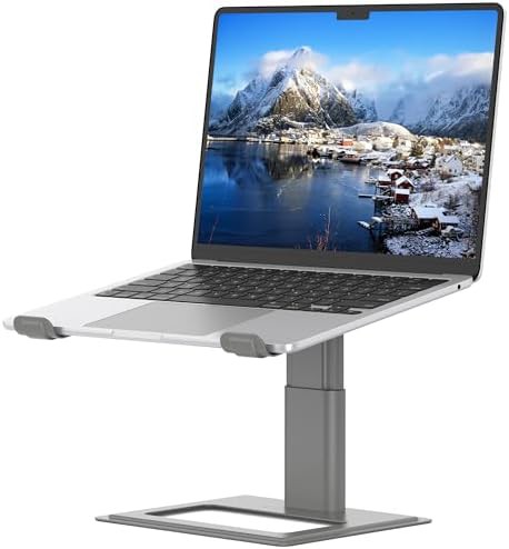 Grey aluminum laptop desk riser 17.3