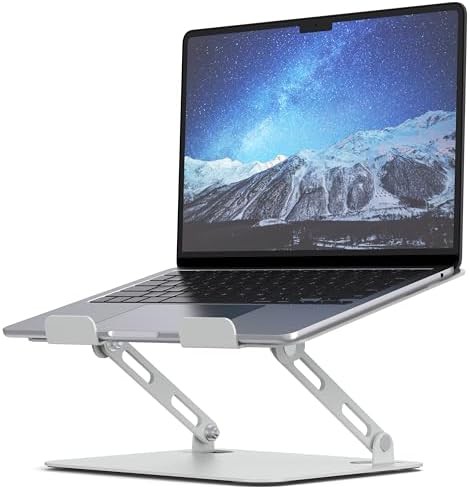 Foldable silver metal laptop riser 15.6