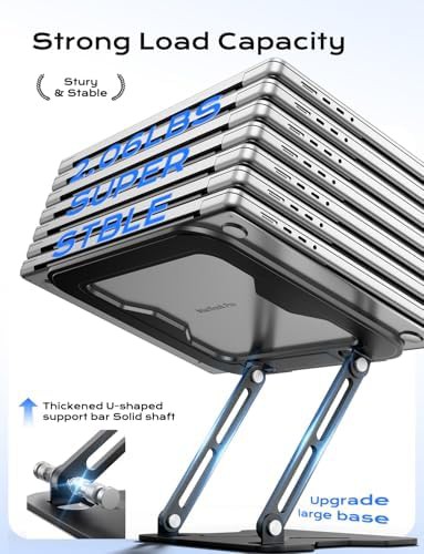 Adjustable metal foldable laptop stand in black — photo 4