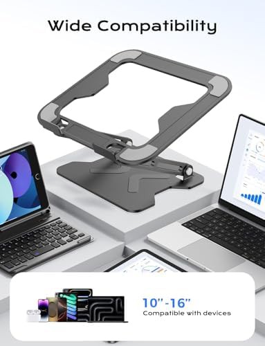 Adjustable metal foldable laptop stand in black — photo 5