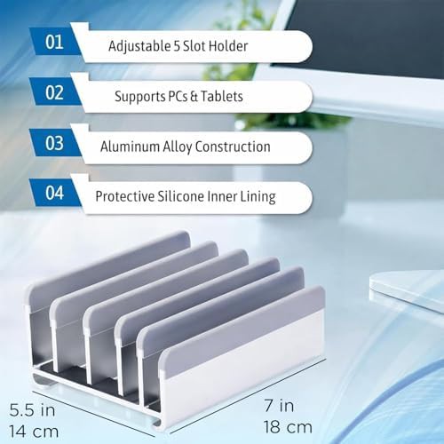 Five slot vertical aluminum laptop holder silver — photo 4
