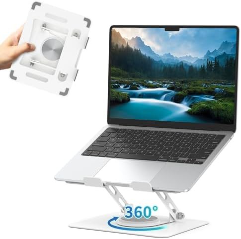White metal swivel laptop desk riser 14
