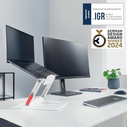 White adjustable ergonomic laptop riser — photo 4