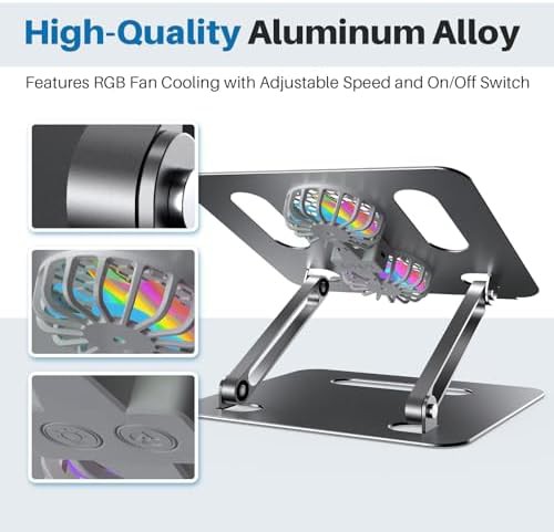 Gray aluminum cooling stand with RGB lighting — photo 4