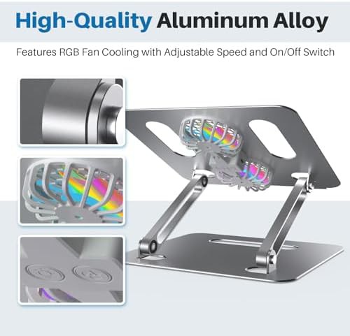Silver aluminum cooling stand with RGB lighting — photo 4