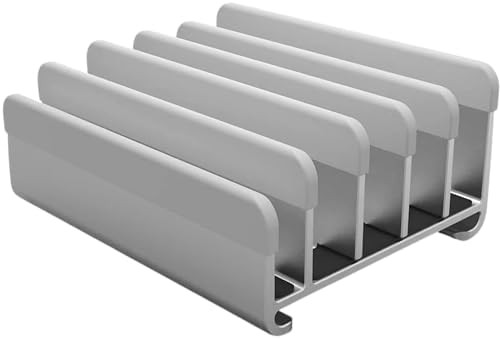 Five slot vertical aluminum laptop holder grey
