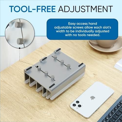 Five slot vertical aluminum laptop holder grey — photo 3