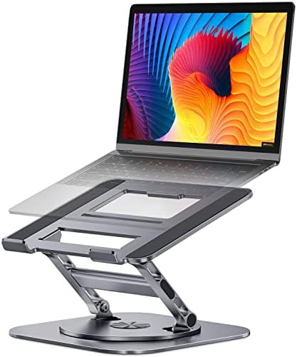 Gray rotating foldable laptop stand