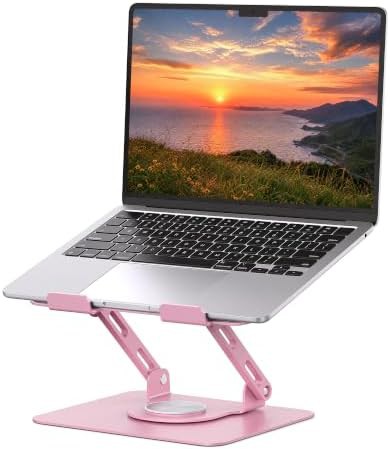 Rotating pink office laptop riser 17 inch
