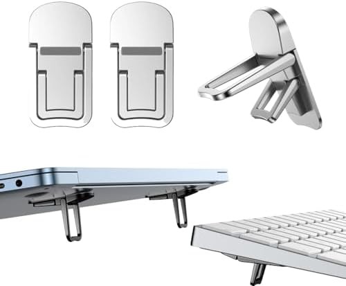 Silver Metal Mini Foldable Laptop Riser Pair