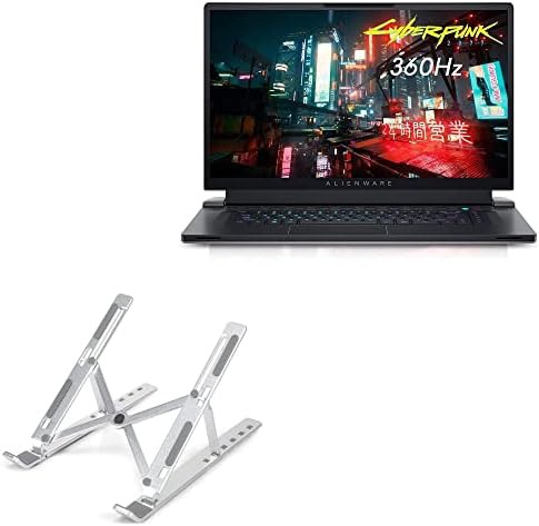 Metallic silver gaming laptop riser for Alienware