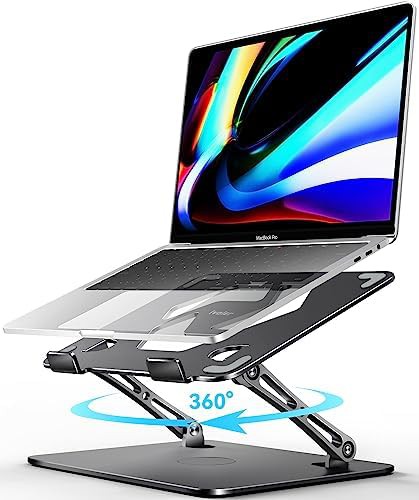 Black rotating base laptop riser