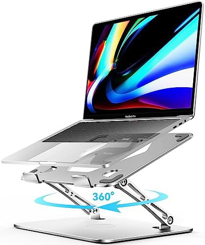 Rotating silver adjustable laptop riser