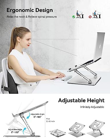 Rotating silver adjustable laptop riser — photo 3