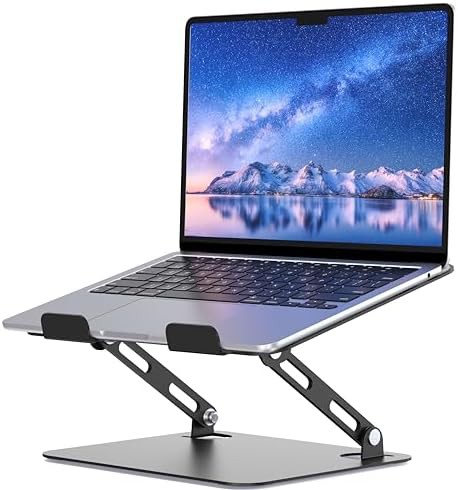 Foldable black metal laptop riser 15.6