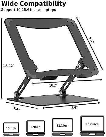 Foldable black metal laptop riser 15.6 — photo 4
