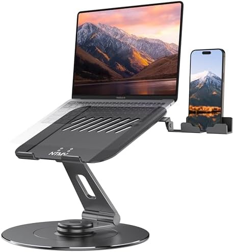 Rotating Foldable Laptop Riser with Phone Holder