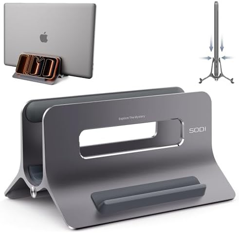 Gray Vertical Gravity Auto Lock Laptop Stand