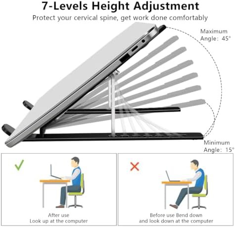 Black aluminum foldable portable laptop riser — photo 4
