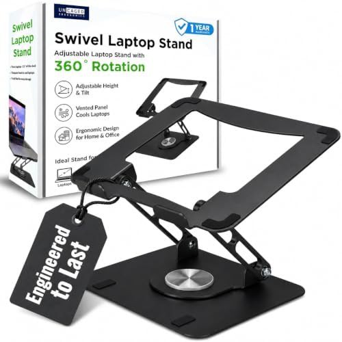 Black Swivel Laptop Riser with 360 Rotation