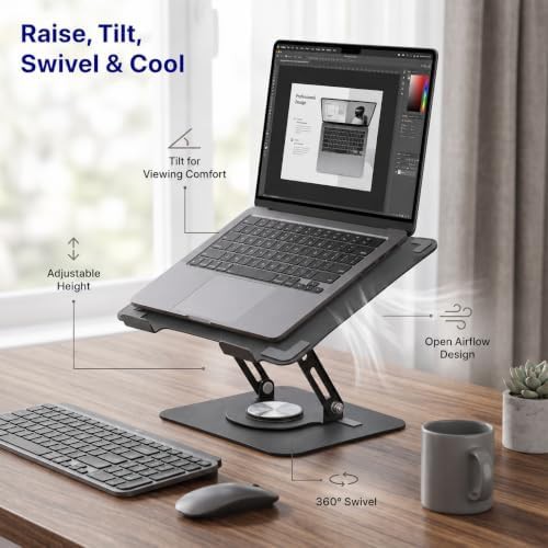 Black Swivel Laptop Riser with 360 Rotation — photo 3