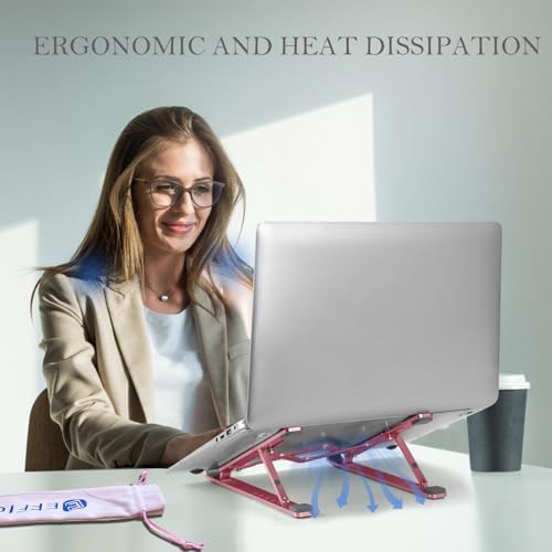 Pink Aluminum Foldable Ergonomic Laptop Riser — photo 4