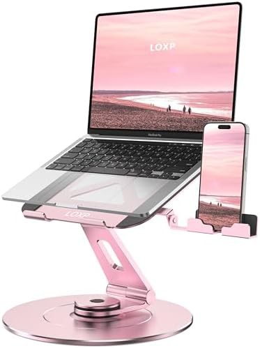 Pink stylish aluminum laptop stand for desk