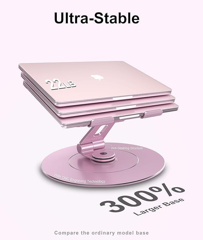 Pink stylish aluminum laptop stand for desk — photo 5