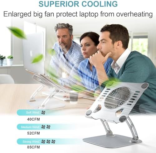 Blue Gray Laptop Stand with Cooling Fan — photo 3