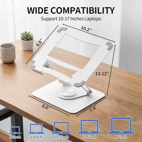 White rotating metal laptop stand — photo 5