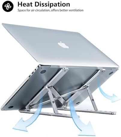 Silver aluminum foldable travel laptop riser — photo 4