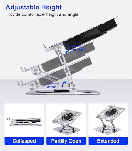 Silver Rotating Laptop Stand with RGB Cooling Fan — photo 5