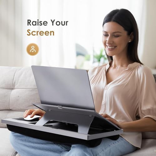 Gray Cushioned Lap Desk with Mouse Pad — photo 4